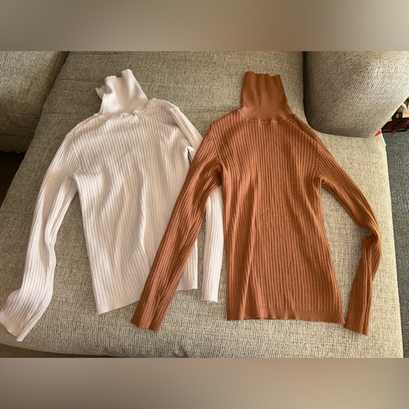 Lot of 2 Primark Women's Cowl & Turtleneck Sweaters - Cream and Brown - Picture 1 of 6